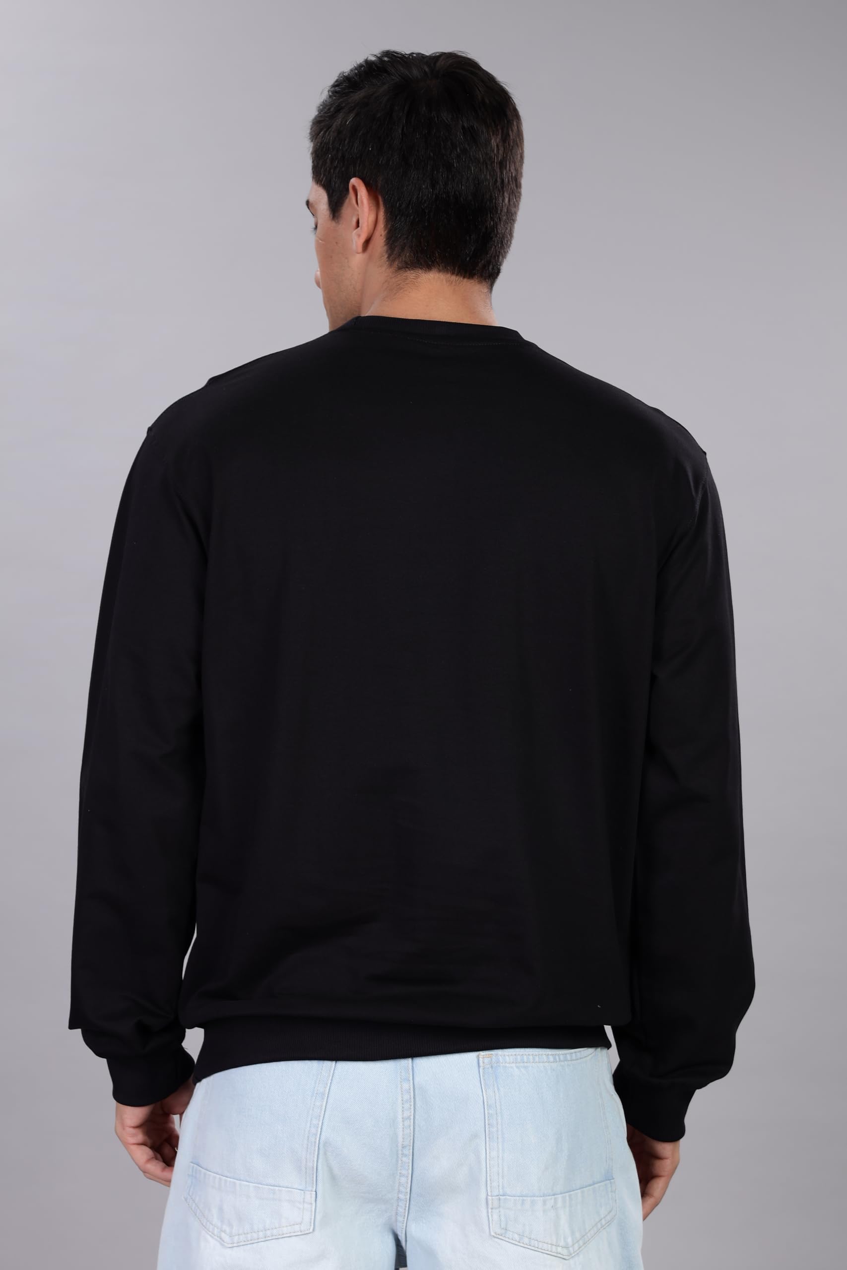 Spice Wardrobe Sweatshirt for Men/Women || Casual Regular Wear Plain Black Solid Cotton Sweatshirt || Unisex Fit Casual 260 GSM