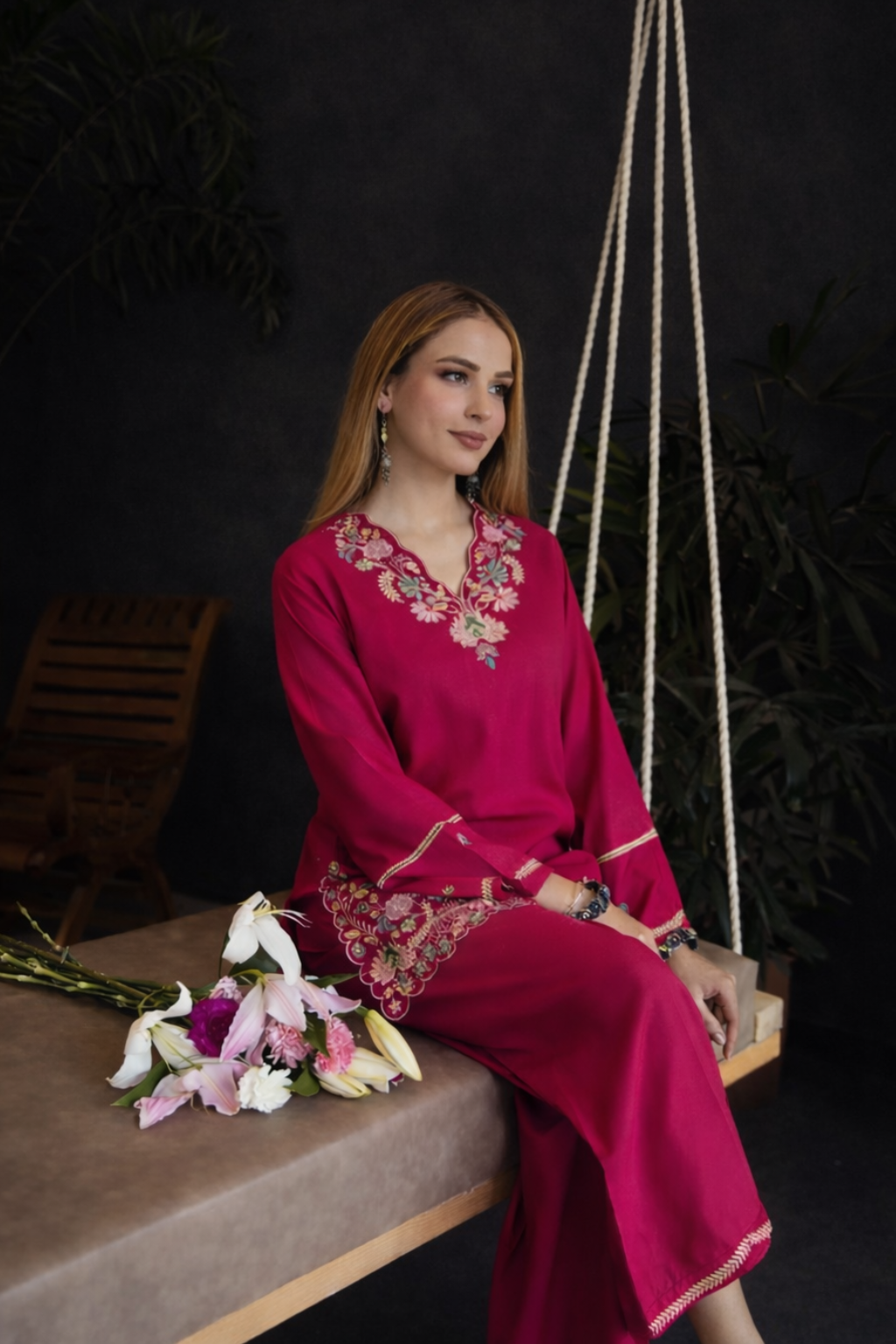 Spice Wardrobe Elegant  Pink Cotton Co-ord Set