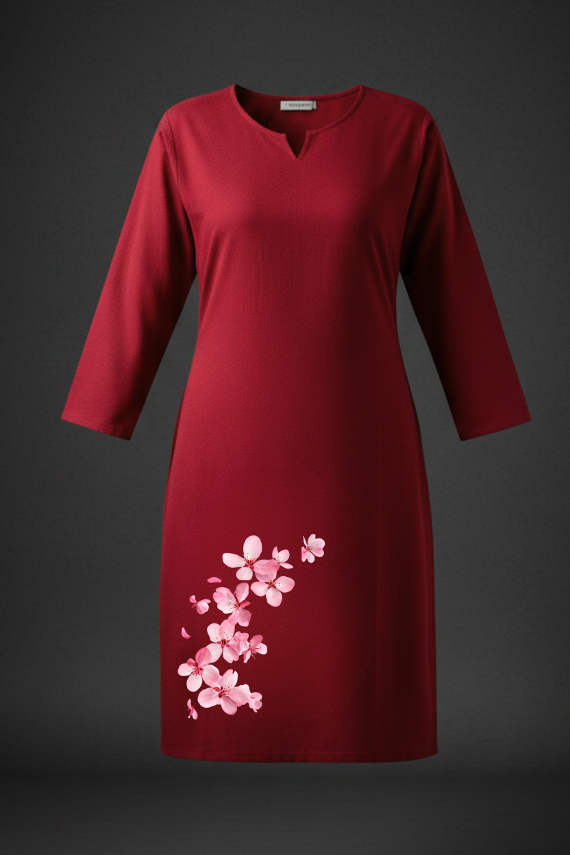 Women's Maroon Kurti | Premium 100% Cotton | Rich Ultra Soft Fabric | Solid Colour