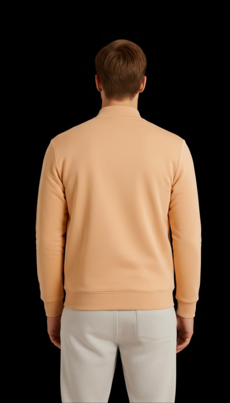 Spice Wardrobe Unisex Full-Zip Jacket, Light Orange Color, Athletic Wear, Casual Sports Wear with Side Pockets, Long Sleeve