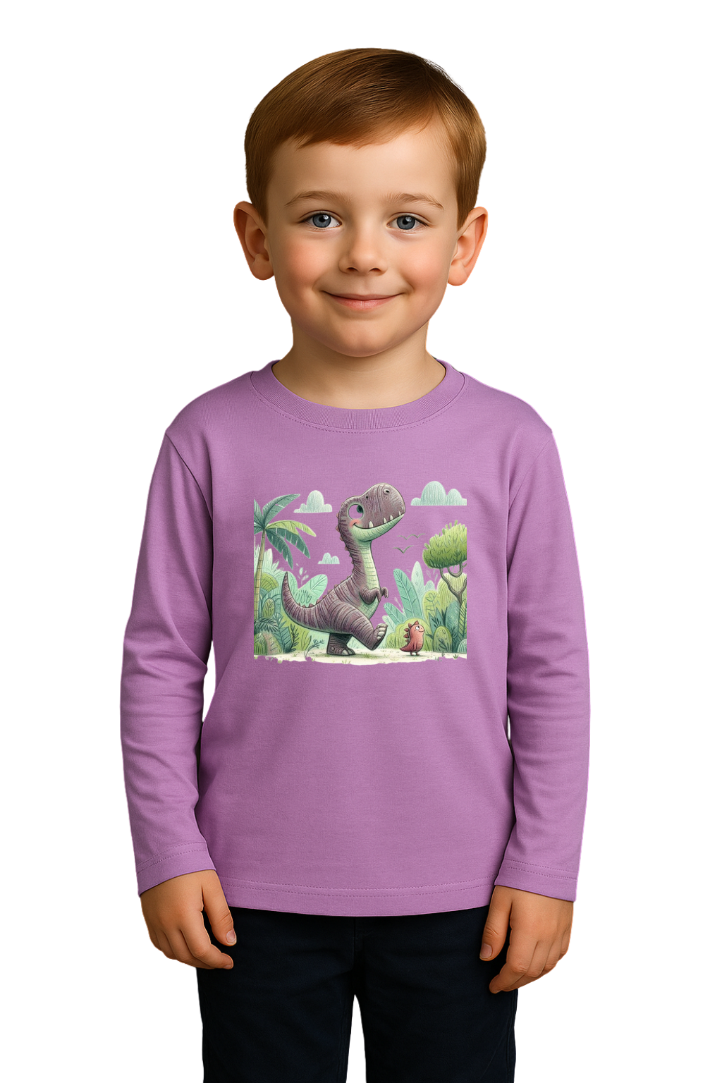 Spice Wardrobe Kids Full Sleeve Printed Cotton T-Shirt, Lavender, Crew Neck
