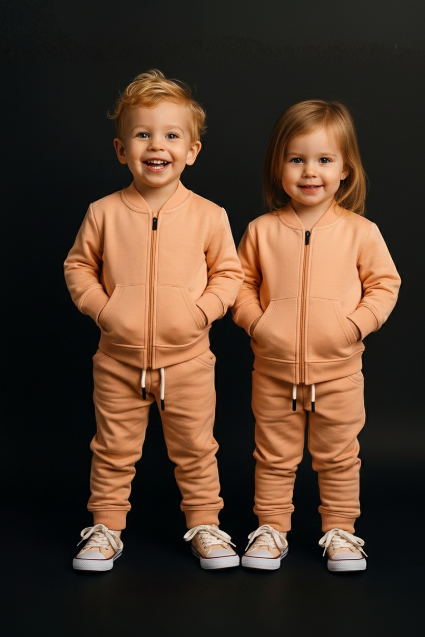 Spice Wardrobe Kids Orange Co-ord Set| Premium 100% Cotton | Rich Ultra Soft Fabric | Comfortable Solid Co-ord Set for Boys and Girl