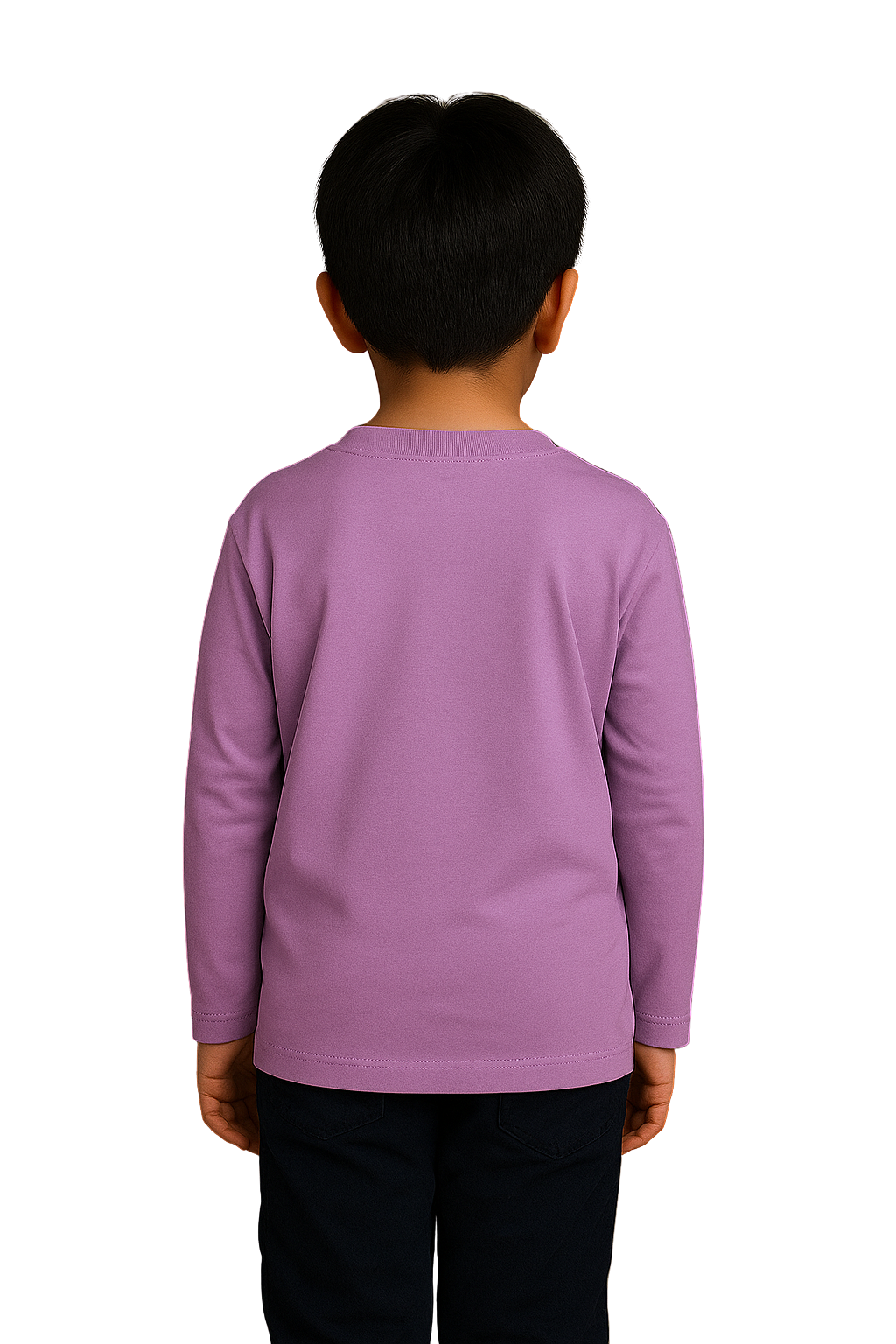 Spice Wardrobe Kids Full Sleeve Plain Cotton T-Shirt, Bottle Lavender, Crew Neck
