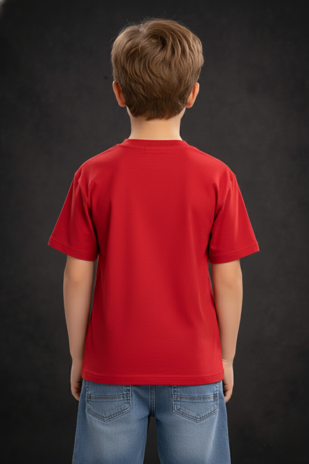 Spice Wardrobe Kids Half Sleeve Plain Cotton T-Shirt, Red, Crew Neck