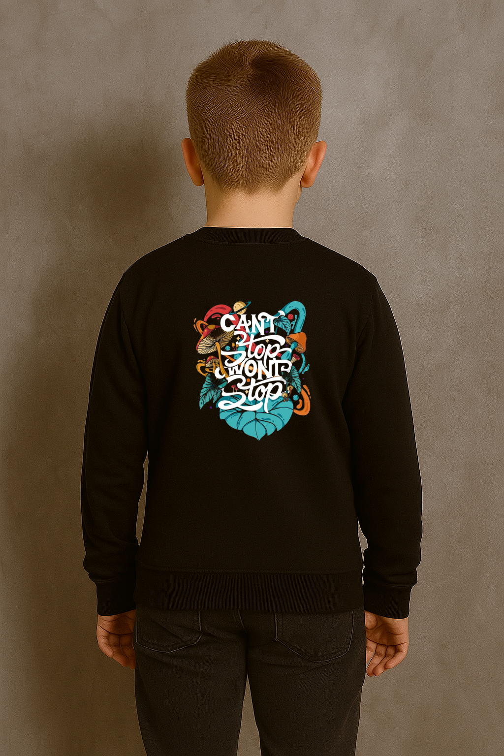 Spice Wardrobe Kids Black Round Neck Sweat Shirts | Premium 100% Cotton | Rich Ultra Soft Fabric | Comfortable Solid Color Printed Sweat Shirts for Boys and Girls