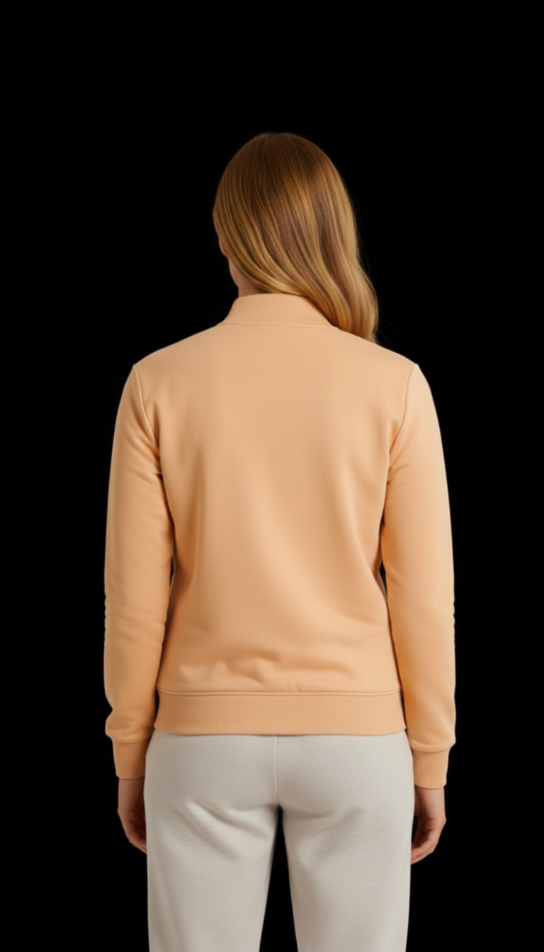 Spice Wardrobe Unisex Full-Zip Jacket, Light Orange Color, Athletic Wear, Casual Sports Wear with Side Pockets, Long Sleeve