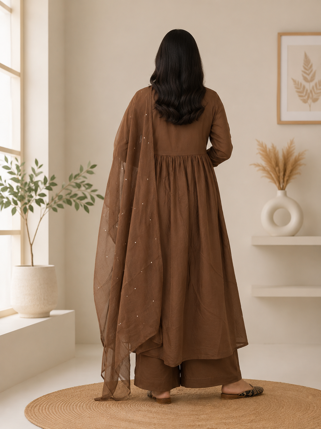 Spice Wardrobe Elegant Brown Cotton Suit