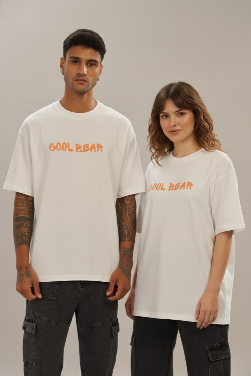 Spice Wardrobe Men Half Sleeve Oversized T-shirt, Round Neck Longline Drop Shoulder | White  Printed Relaxed Fit T-Shirt Cotton 180 GSM Fabric