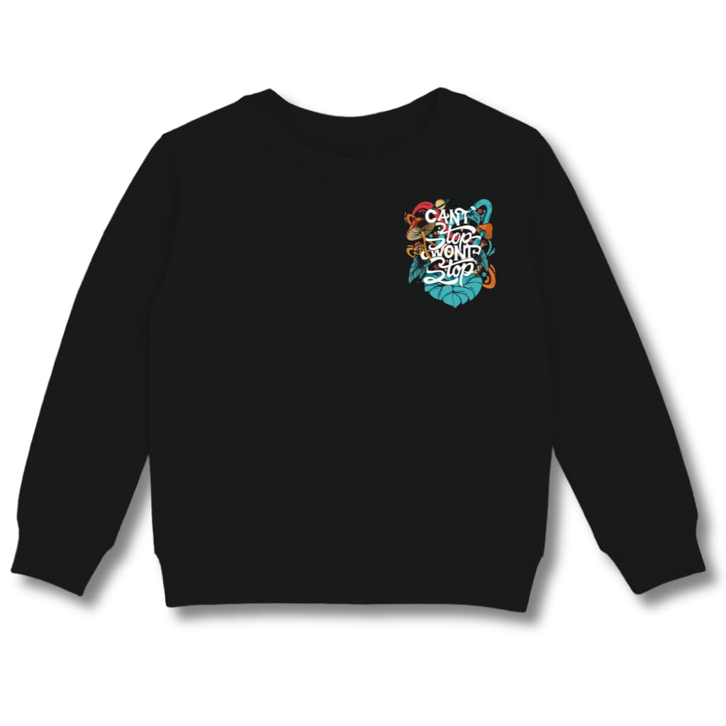 Spice Wardrobe Kids Black Round Neck Sweat Shirts | Premium 100% Cotton | Rich Ultra Soft Fabric | Comfortable Solid Color Printed Sweat Shirts for Boys and Girls