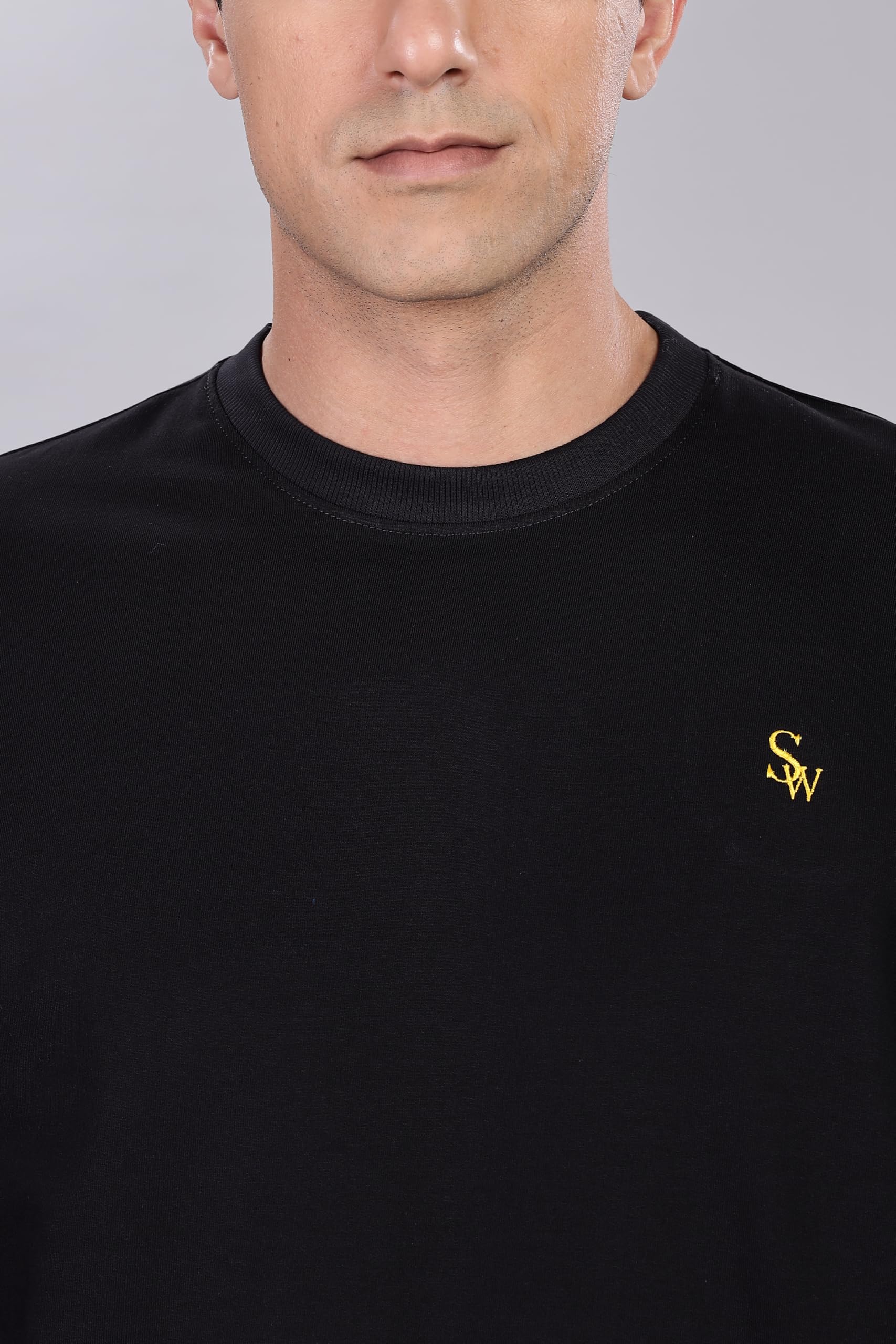 Spice Wardrobe Sweatshirt for Men/Women || Casual Regular Wear Plain Black Solid Cotton Sweatshirt || Unisex Fit Casual 260 GSM