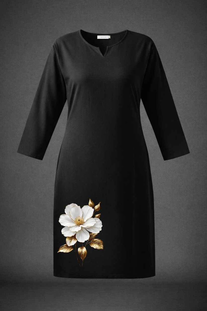 Women's Black Kurti | Premium 100% Cotton | Rich Ultra Soft Fabric | Solid Colour Printed