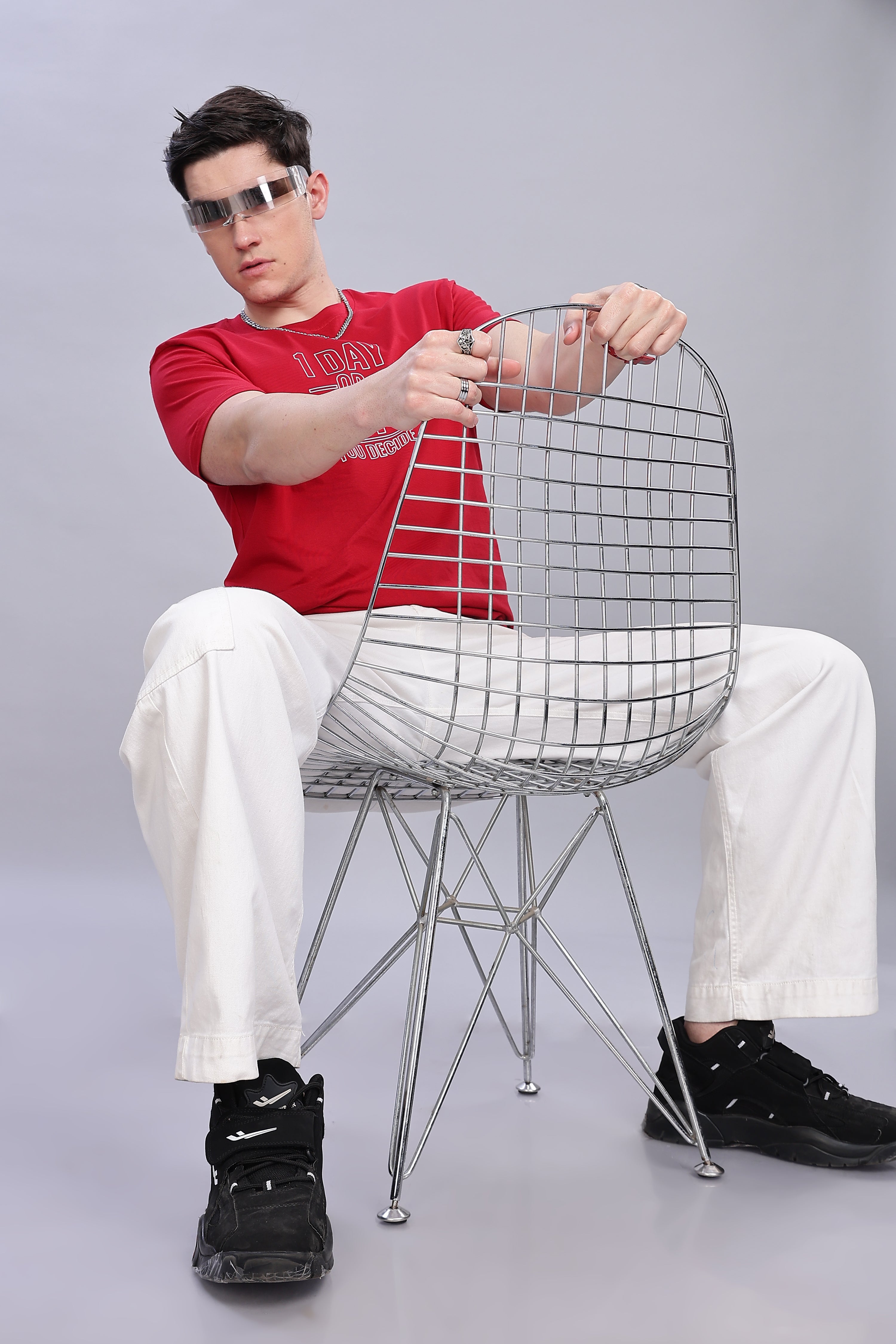 Spice Wardrobe Men’s Red Premium Cotton Printed T-Shirt 100% Pure Cotton | Comfortable Regular Fit for Casual & Active Wear