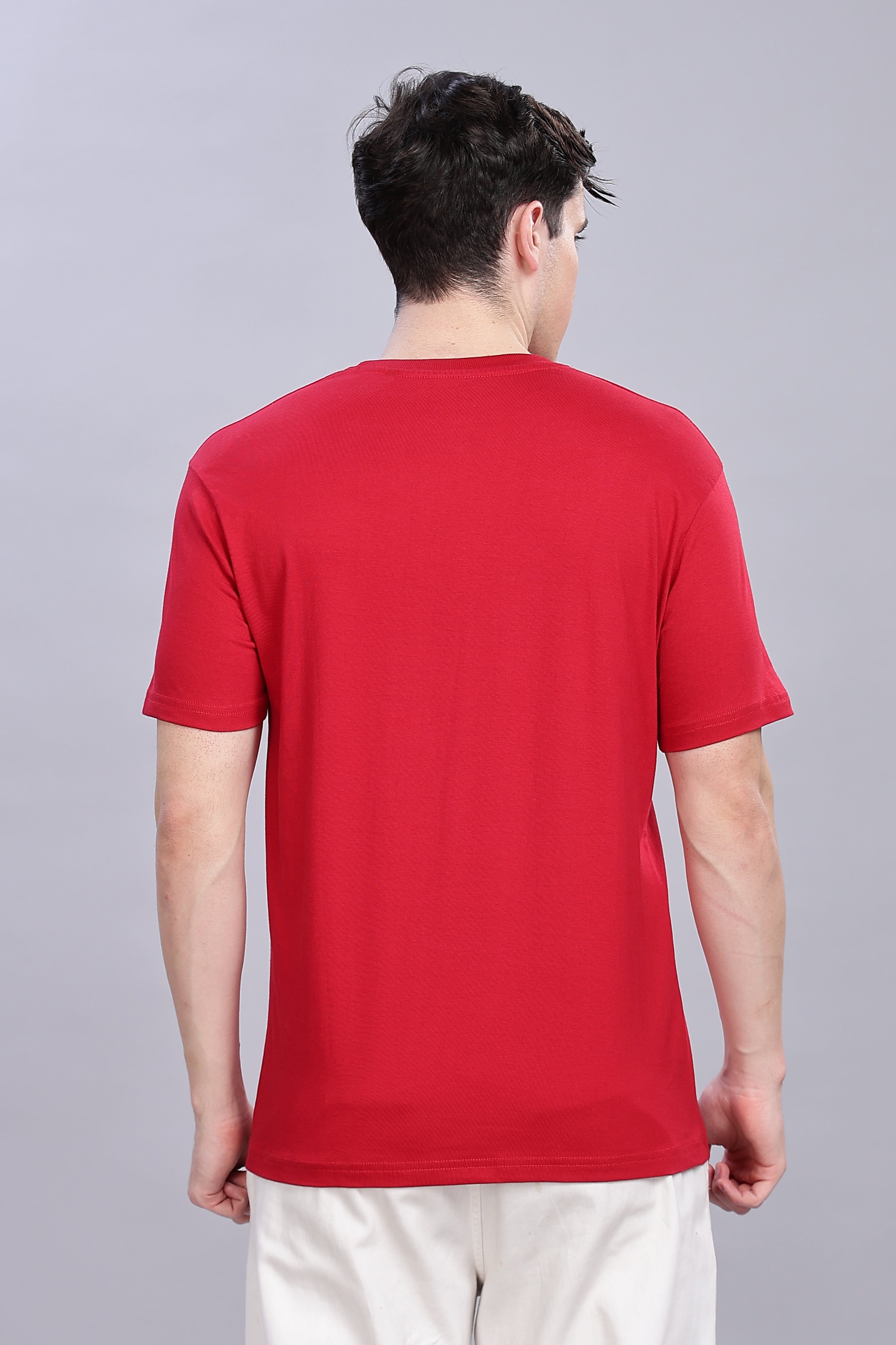 Spice Wardrobe Men’s Red Premium Cotton Printed T-Shirt 100% Pure Cotton | Comfortable Regular Fit for Casual & Active Wear