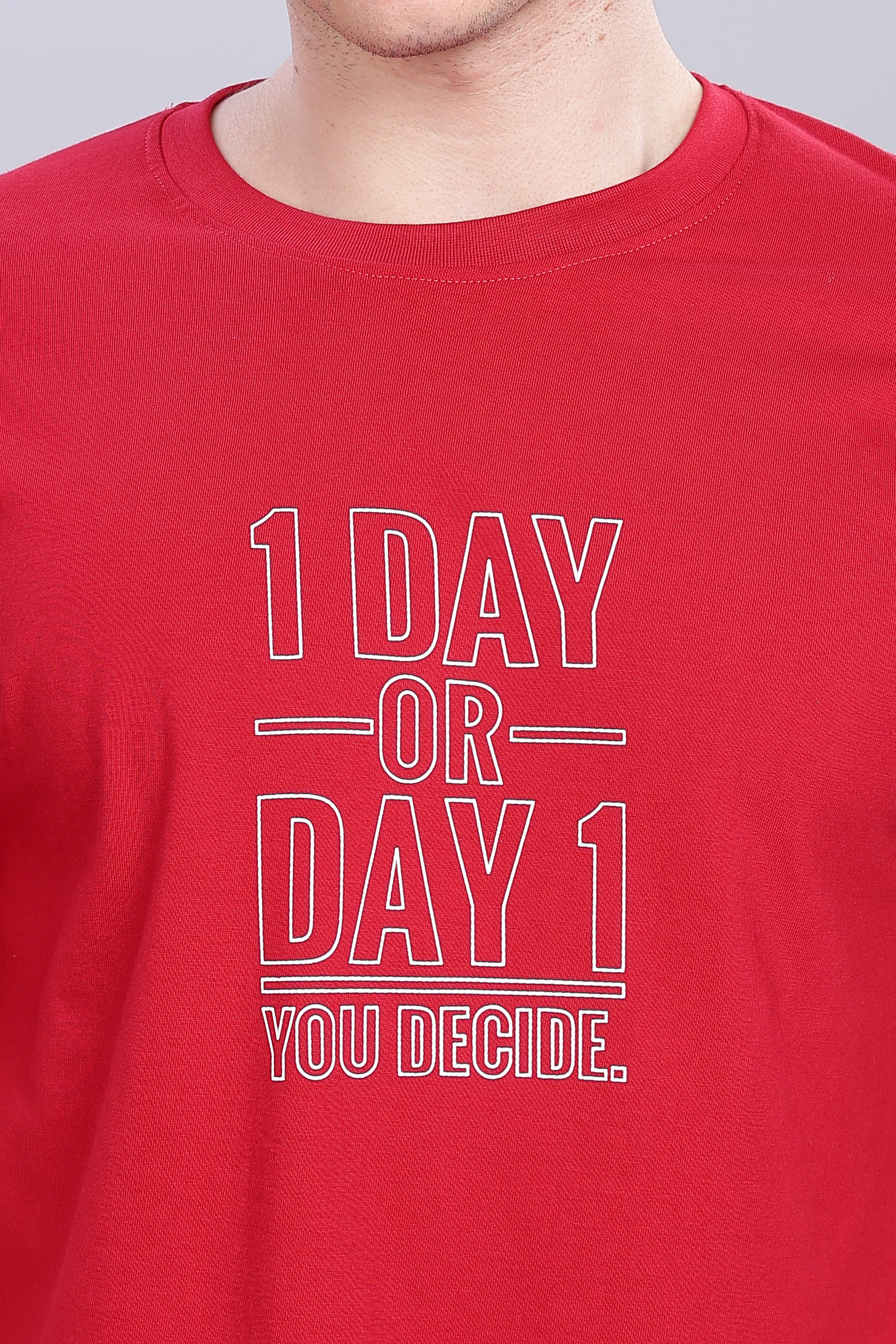 Spice Wardrobe Men’s Red Premium Cotton Printed T-Shirt 100% Pure Cotton | Comfortable Regular Fit for Casual & Active Wear