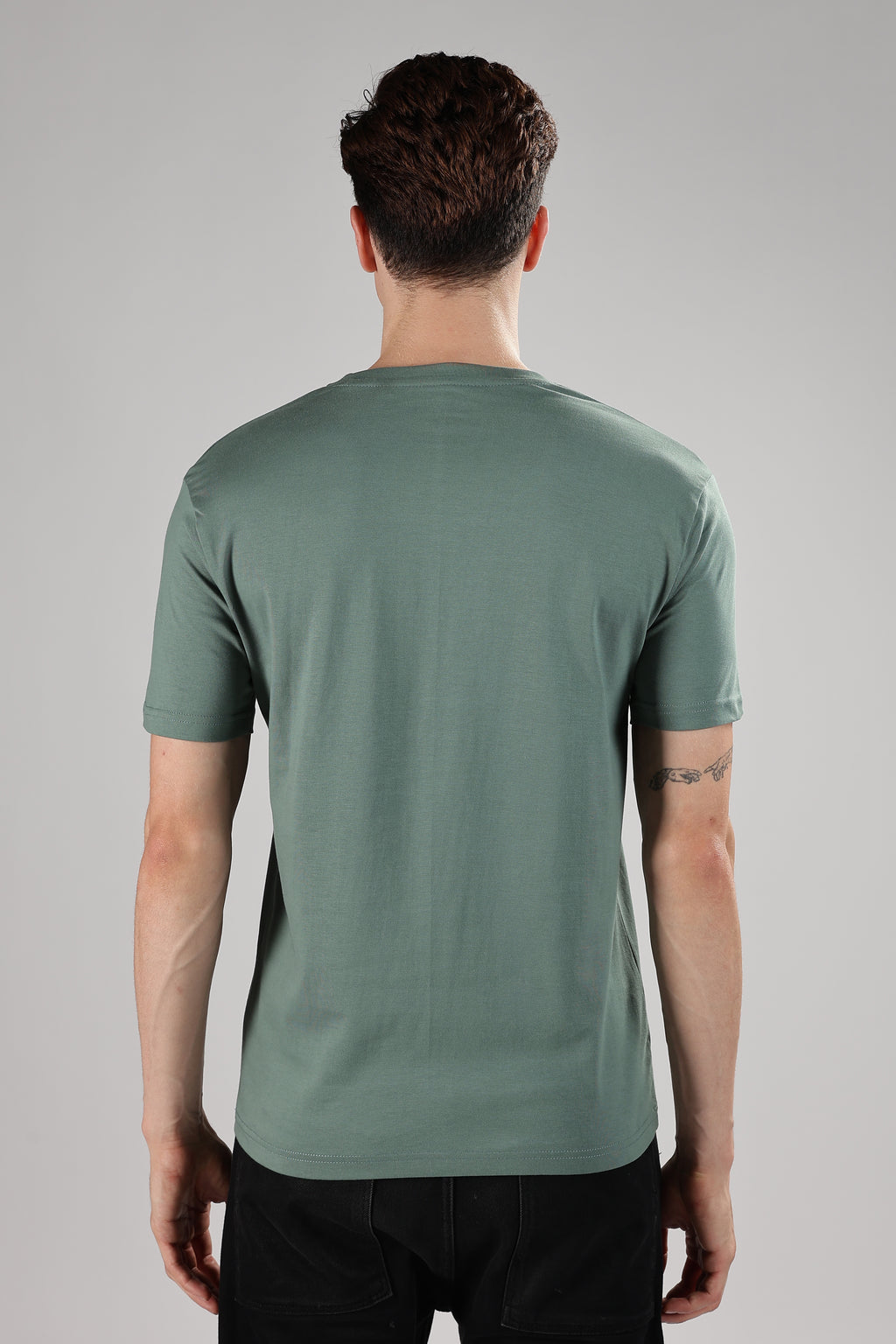 Spice Wardrobe Men’s Sage Green Premium Cotton Printed T-Shirt 100% Pure Cotton | Comfortable Regular Fit for Casual & Active Wear