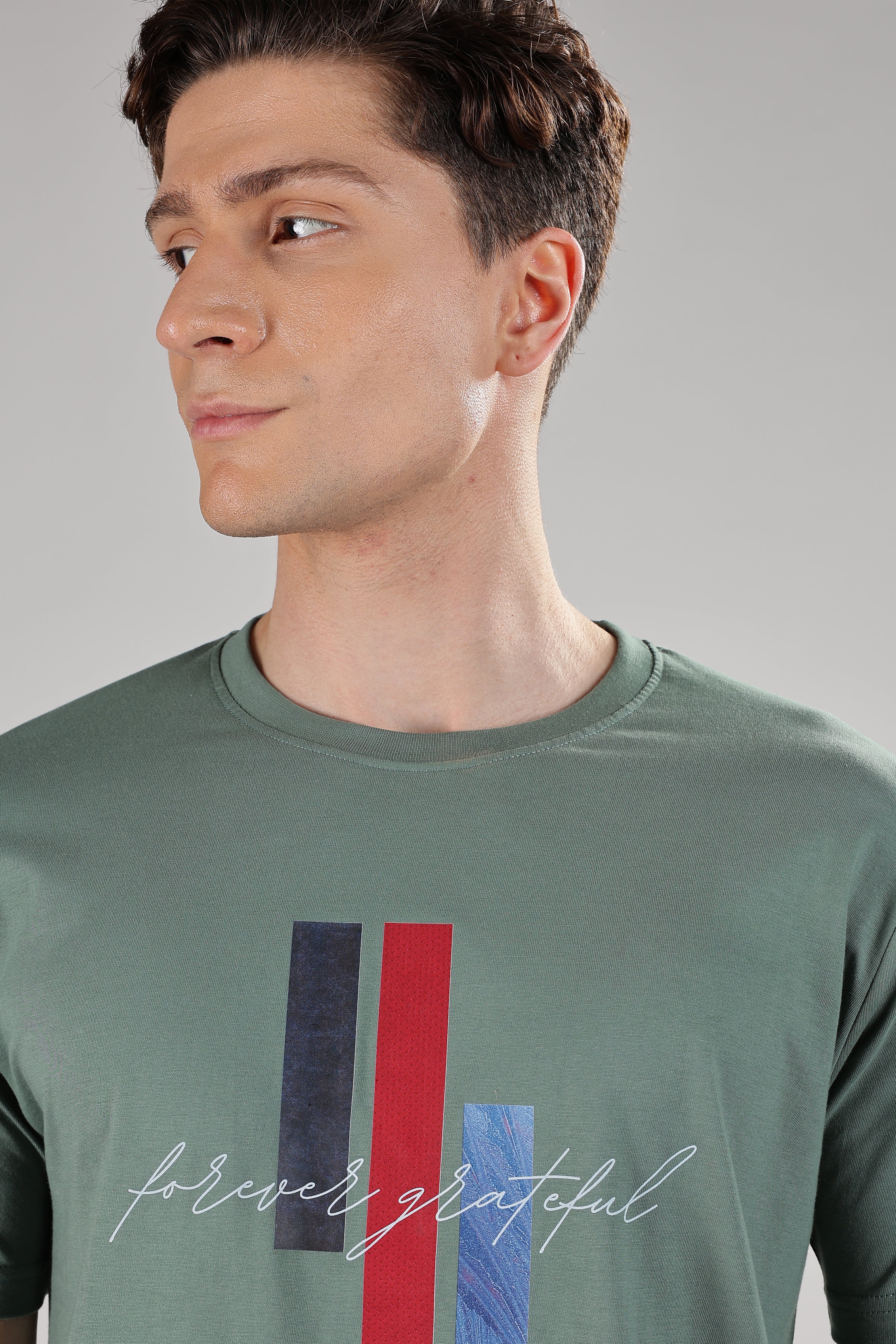 Spice Wardrobe Men’s Sage Green Premium Cotton Printed T-Shirt 100% Pure Cotton | Comfortable Regular Fit for Casual & Active Wear