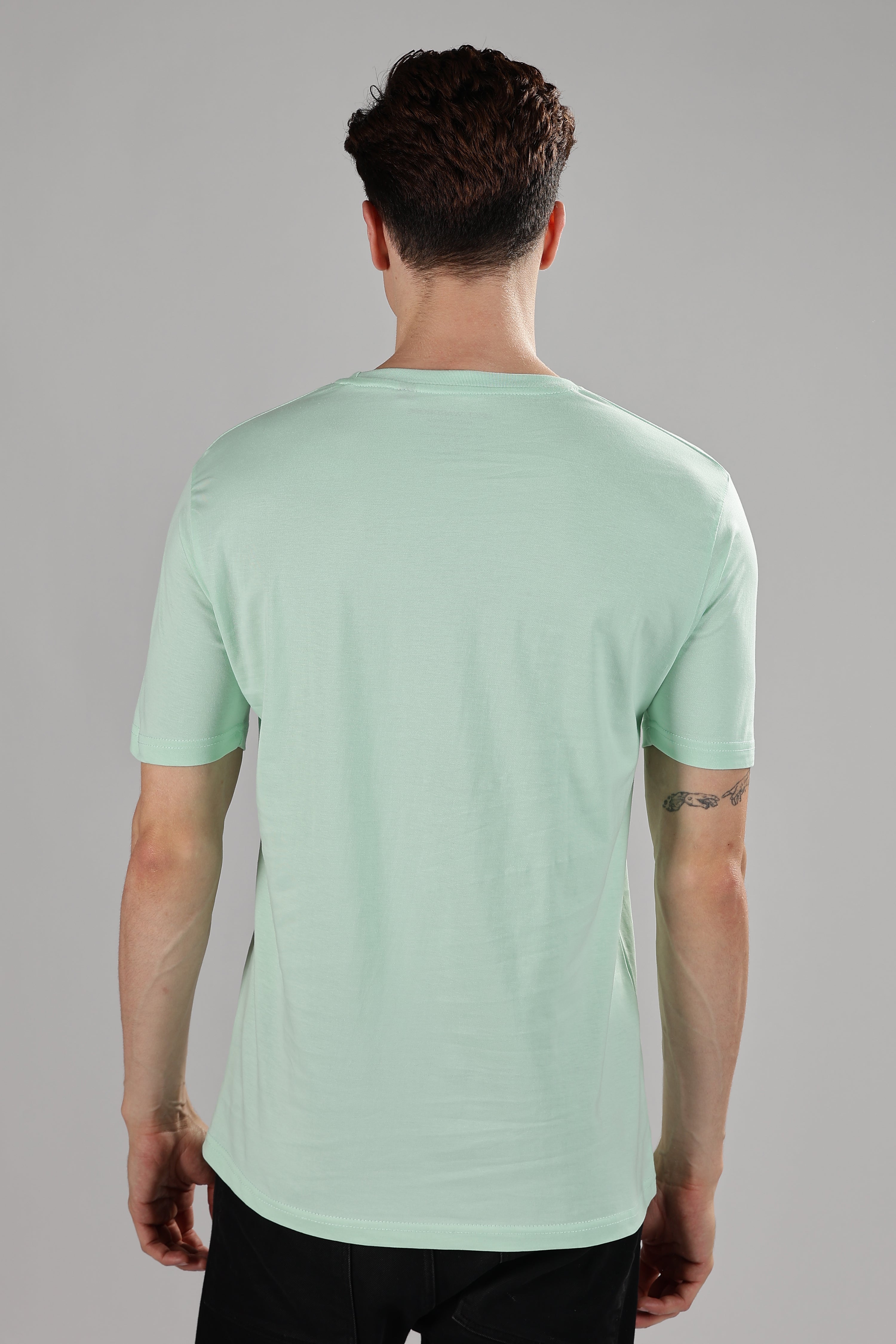 Spice Wardrobe Men’s Mint Green Premium Cotton Printed T-Shirt 100% Pure Cotton | Comfortable Regular Fit for Casual & Active Wear