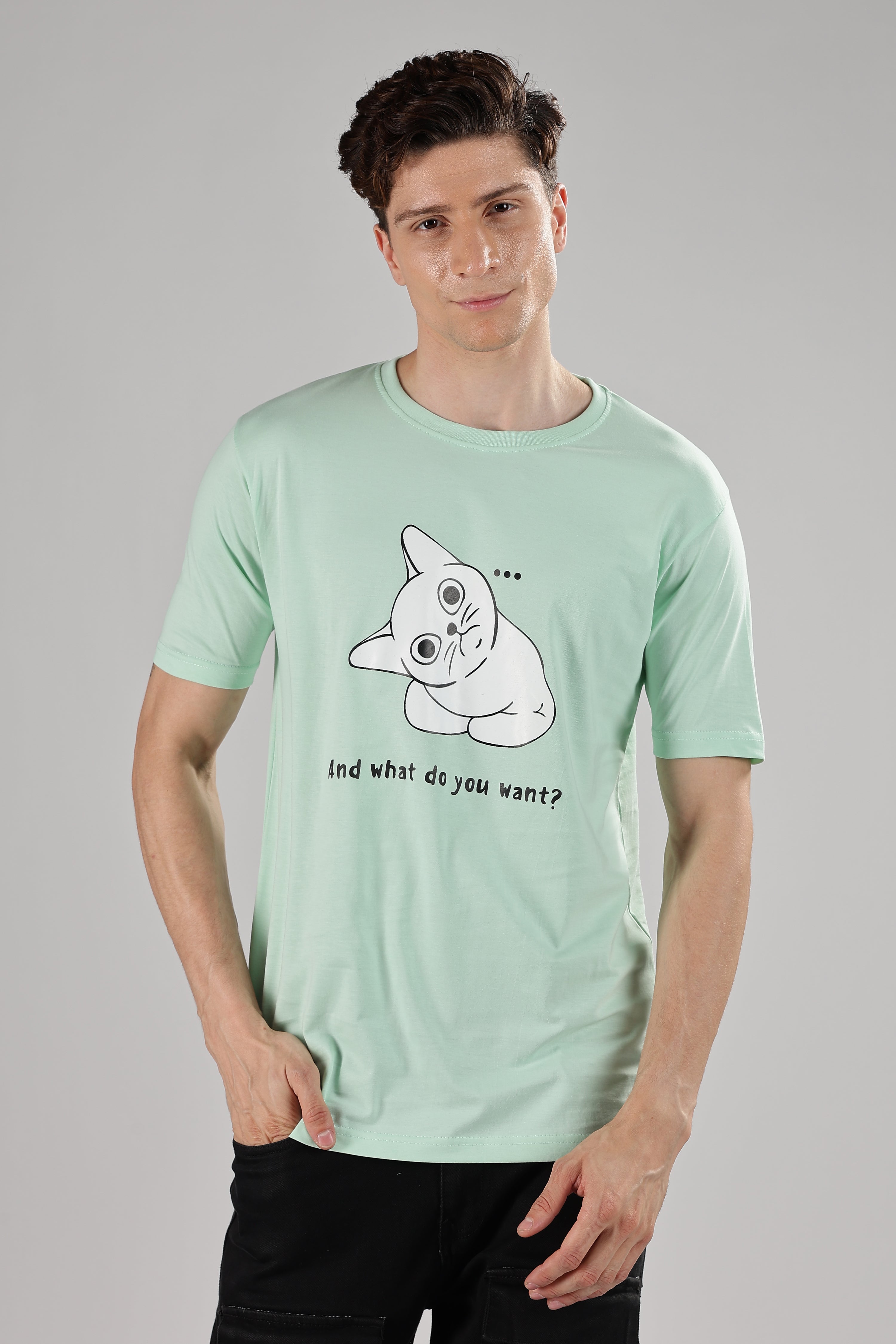 Spice Wardrobe Men’s Mint Green Premium Cotton Printed T-Shirt 100% Pure Cotton | Comfortable Regular Fit for Casual & Active Wear