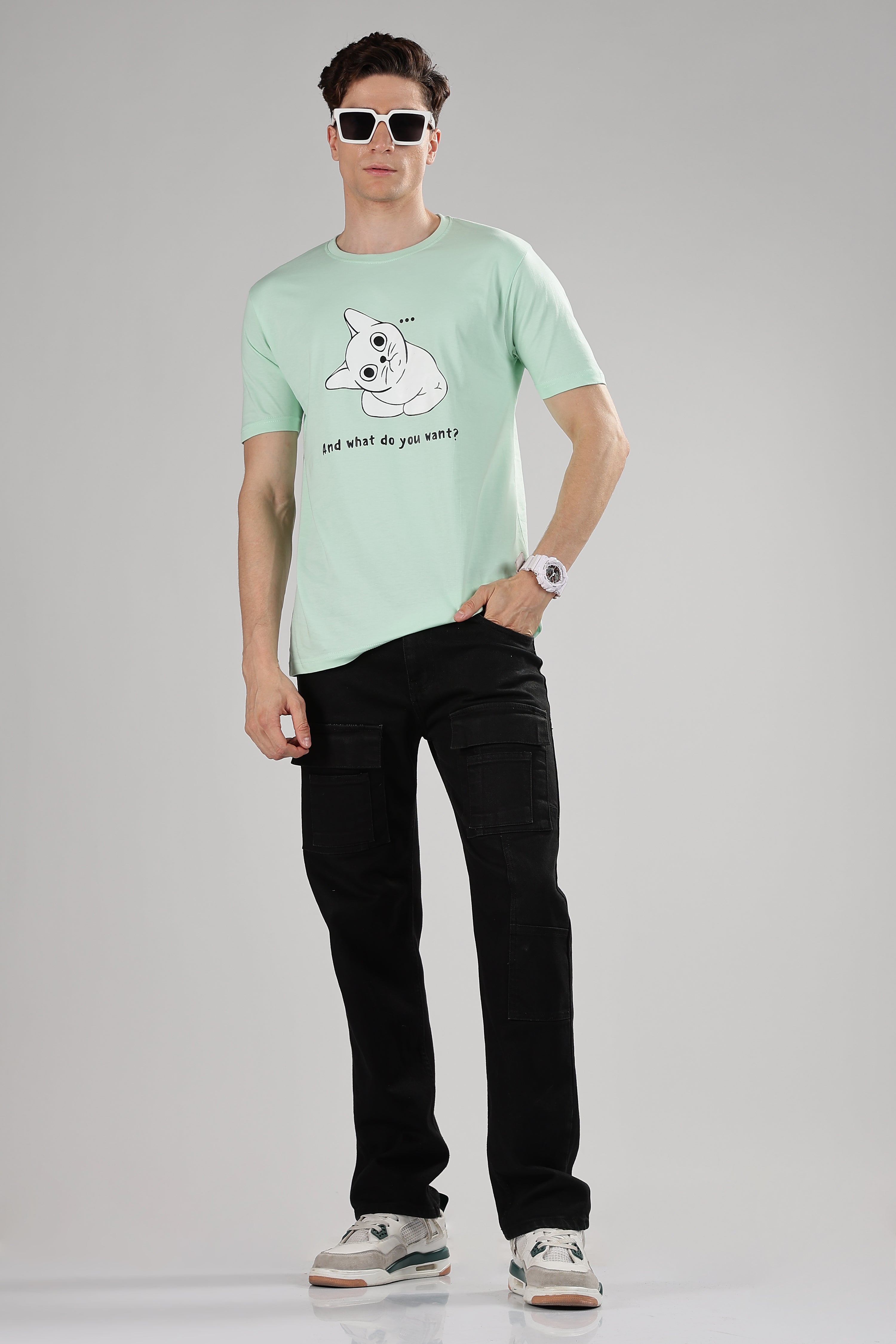 Spice Wardrobe Men’s Mint Green Premium Cotton Printed T-Shirt 100% Pure Cotton | Comfortable Regular Fit for Casual & Active Wear