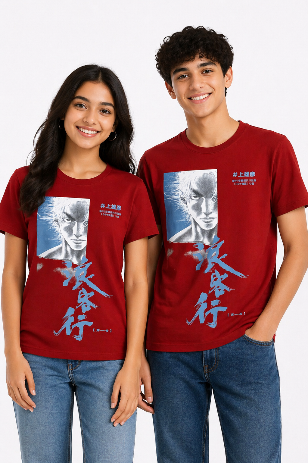 Unisex Red Graphic Print Pure Cotton T-Shirt