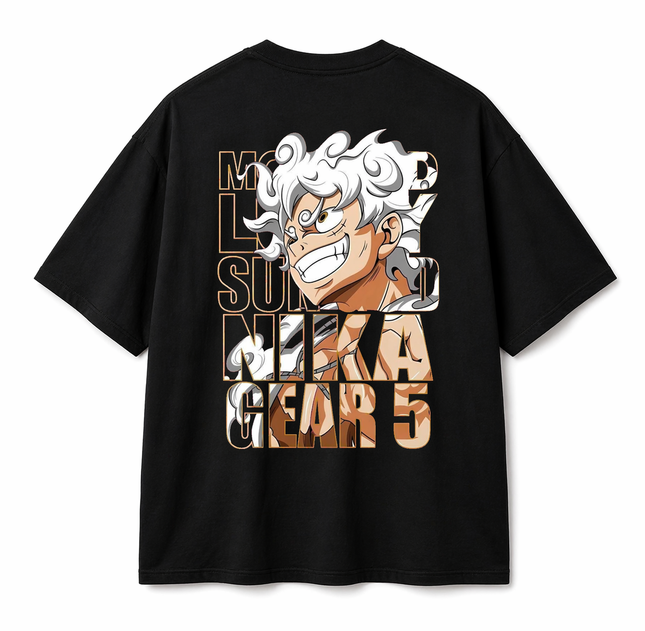 Unisex Black Oversized Luffy Graphic Print Pure Cotton T-Shirt