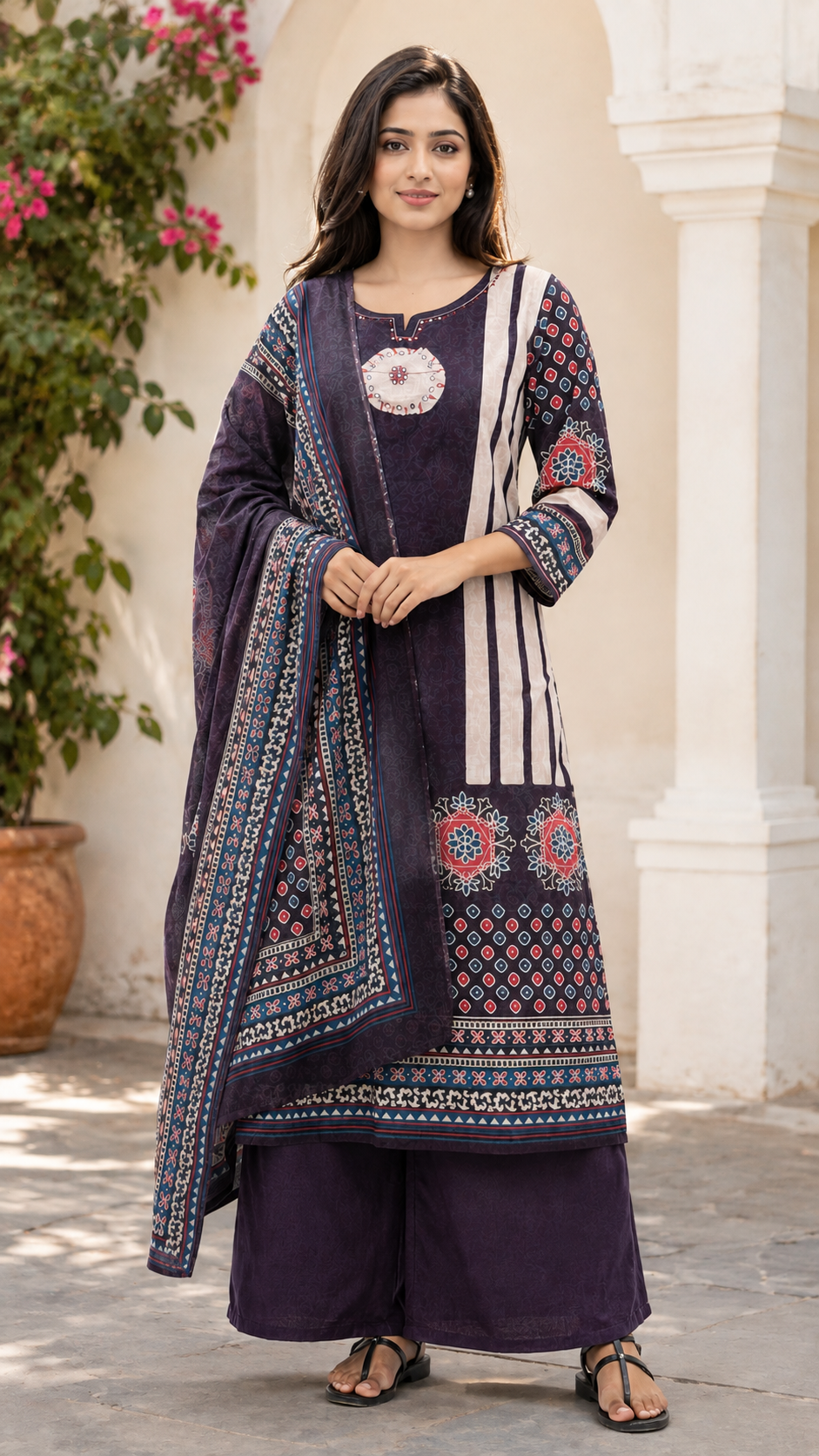 Spice Wardrobe Elegant WINE Cotton Suit