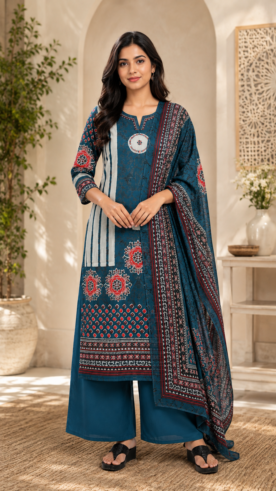 Spice Wardrobe Elegant BLUE Cotton Suit