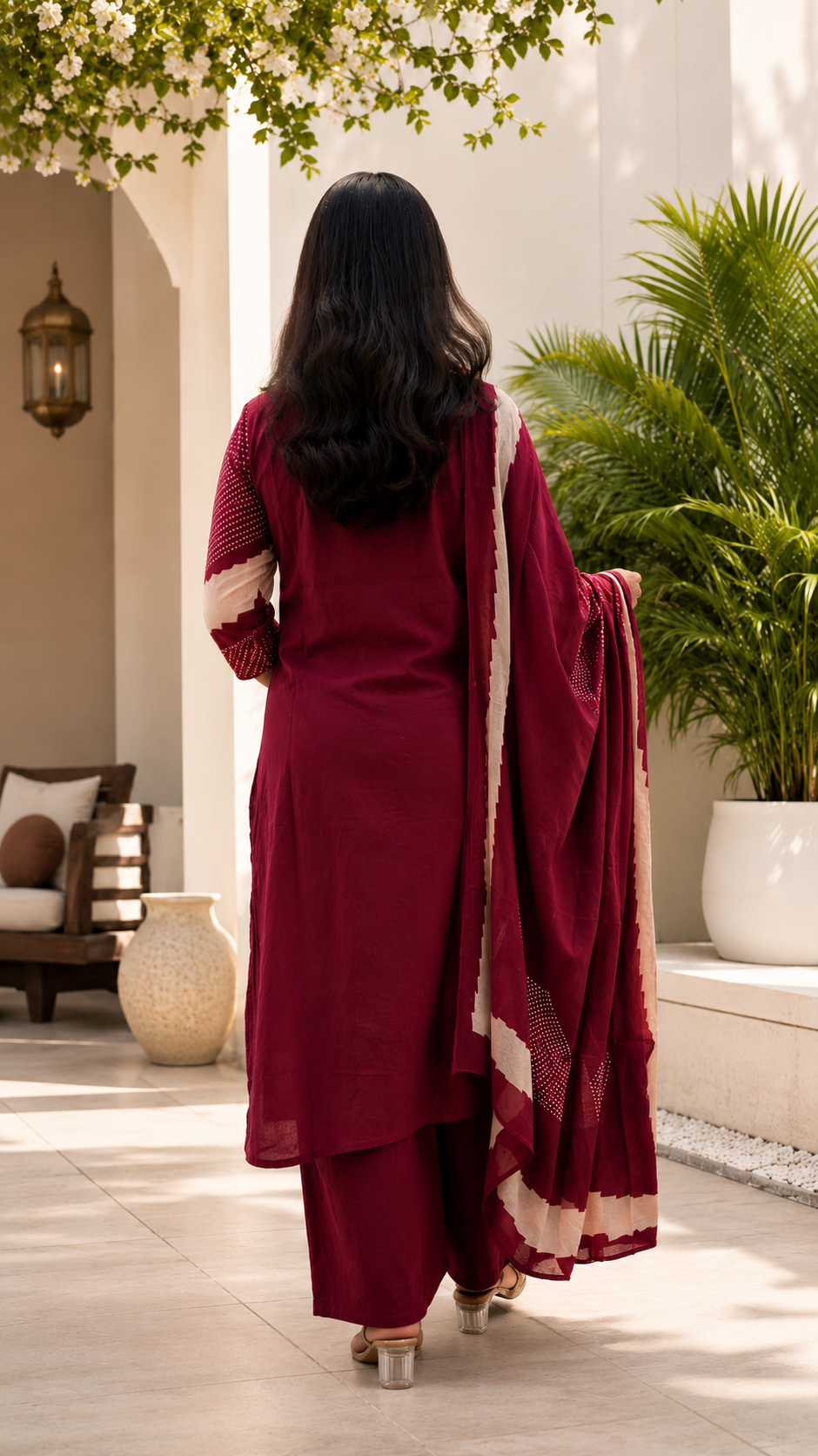 Spice Wardrobe Elegant Maroon Cotton Suit