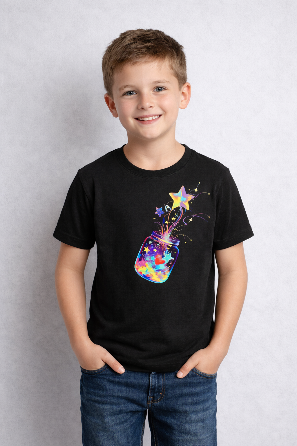 Holi Special T-Shirt for Kids, Black, Colorful Print, Festival Wear