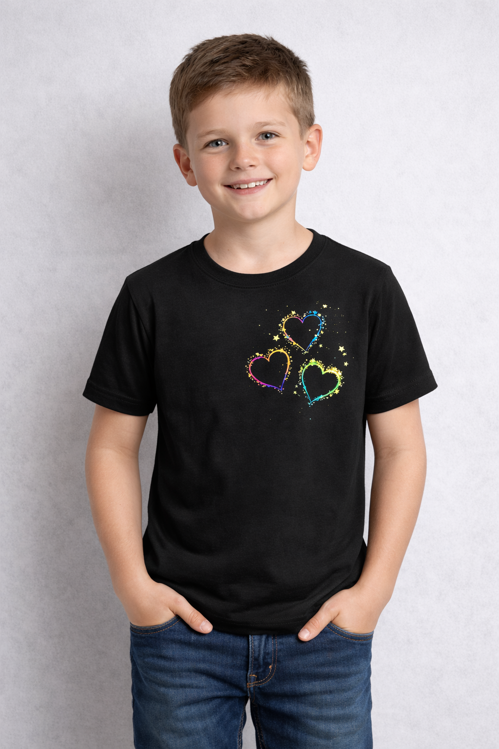 Holi Special T-Shirt for Kids, Black, Colorful Print, Festival Wear
