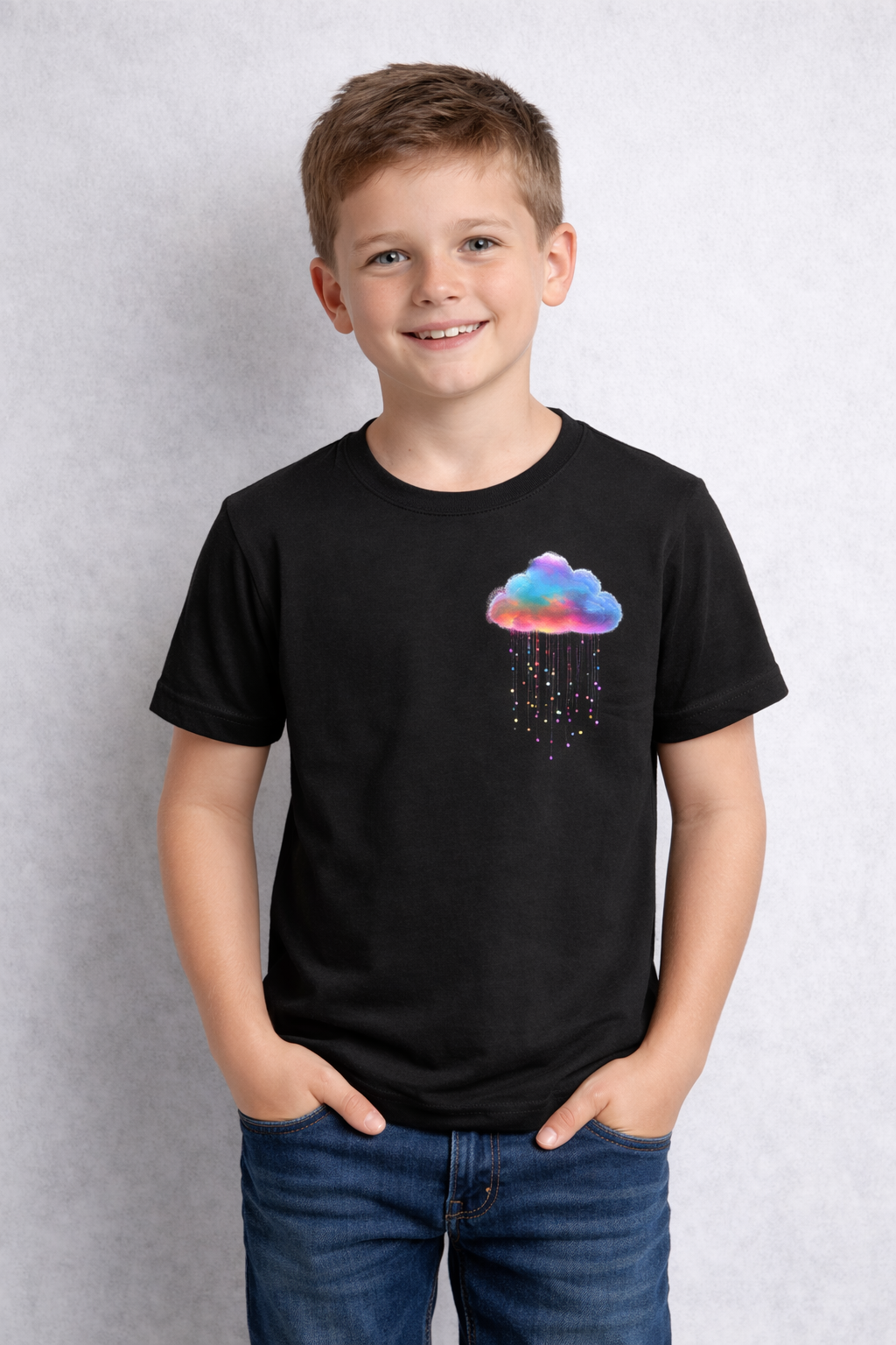 Holi Special T-Shirt for Kids, Black, Colorful Print, Festival Wear