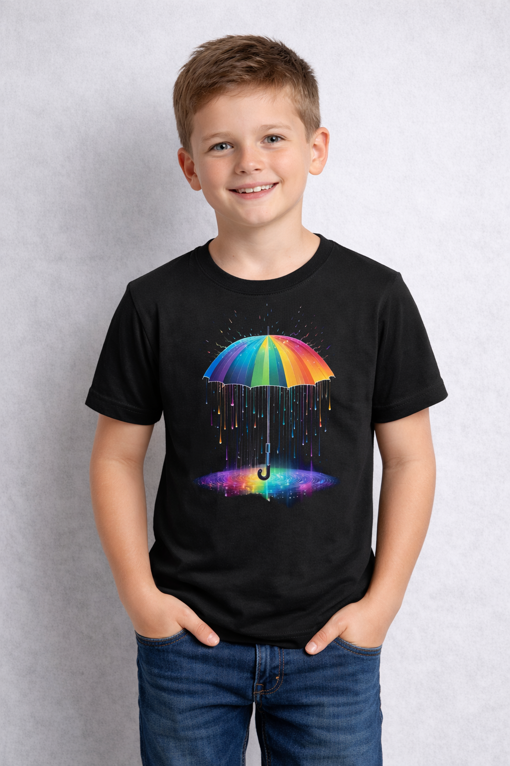 Holi Special T-Shirt for Kids, Black, Colorful Print, Festival Wear
