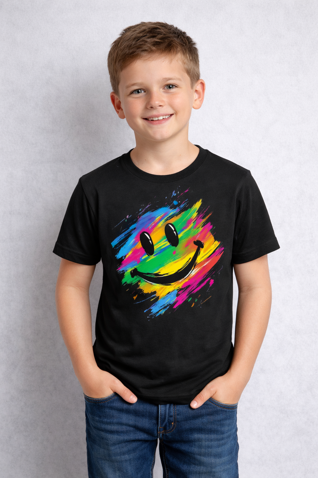 Holi Special T-Shirt for Kids, Black, Colorful Print, Festival Wear