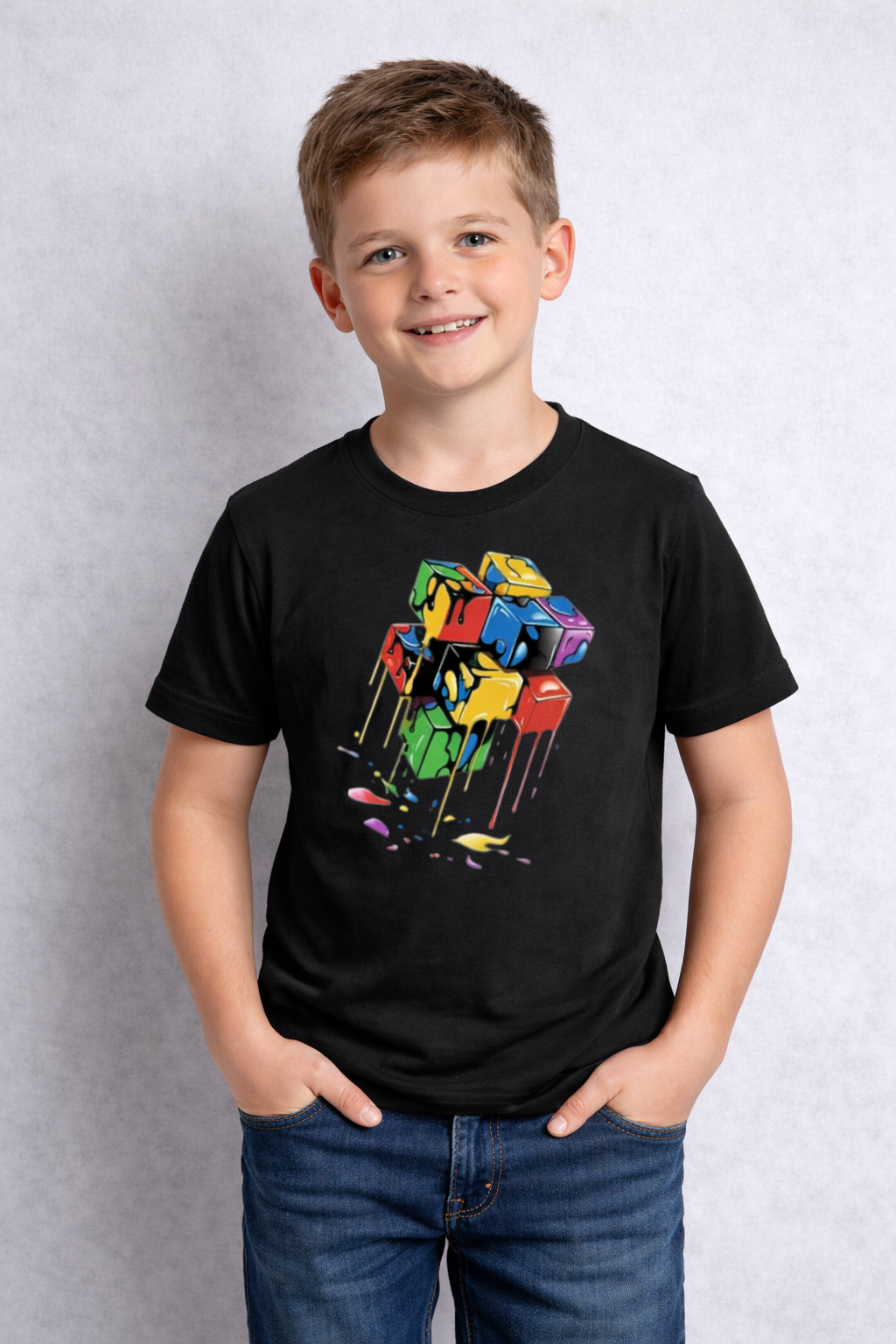 Holi Special T-Shirt for Kids, Black, Colorful Print, Festival Wear