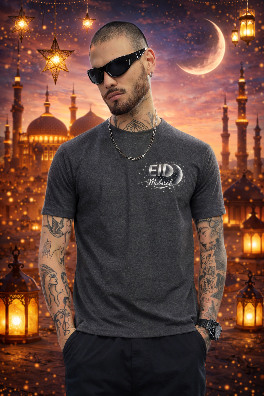 Eid Special T-Shirt for Gray, Black, Festival Wear