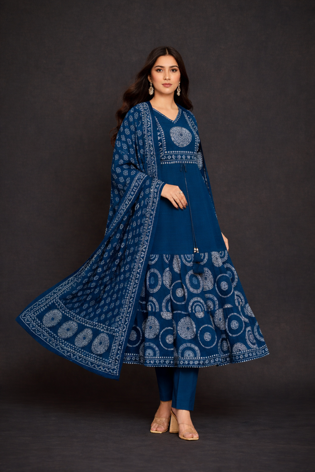 Spice Wardrobe Elegant  Printed Cotton Frock Suit