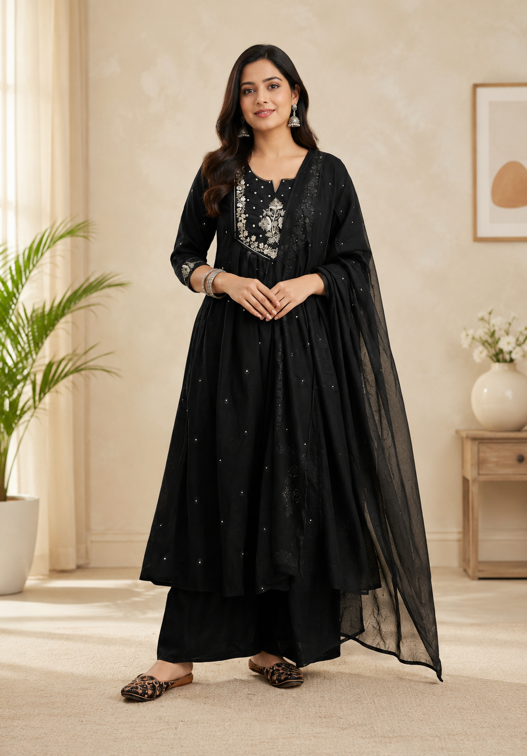 Spice Wardrobe Elegant Black Cotton Suit