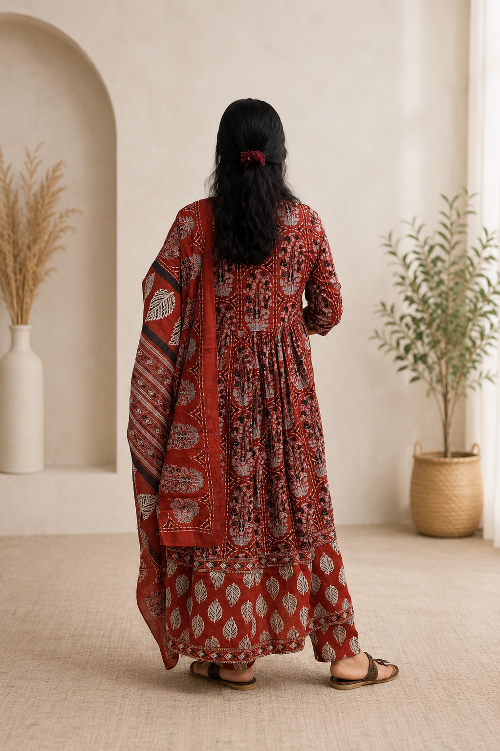 Spice Wardrobe Elegant Red Cotton Suit