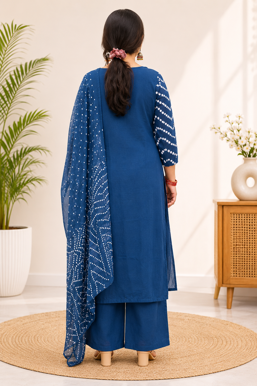 Spice Wardrobe Elegant Blue Cotton Suit