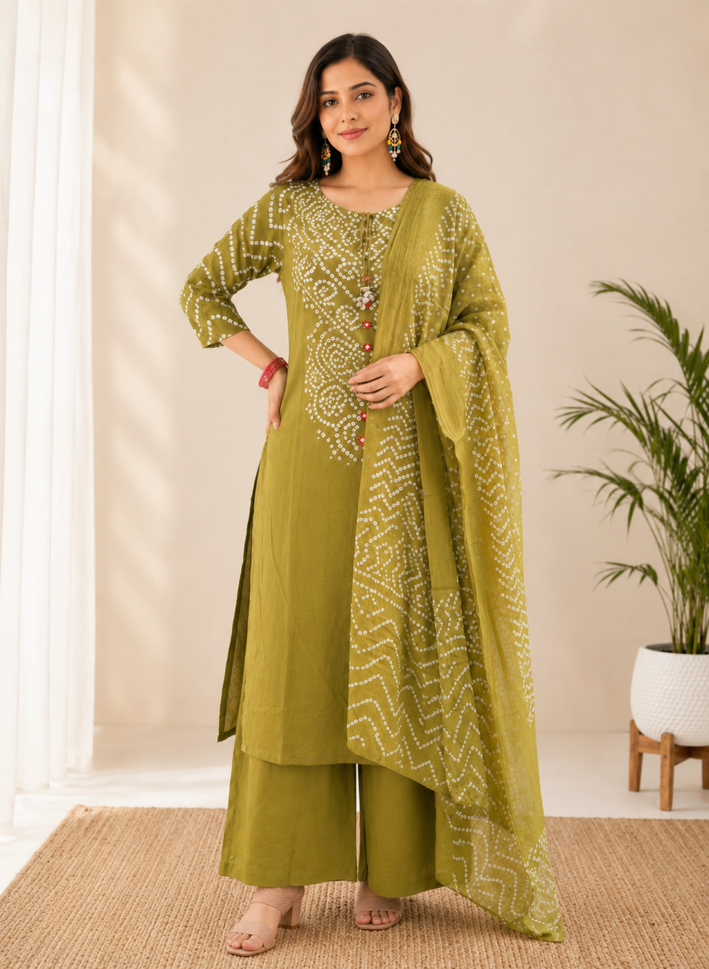 Spice Wardrobe Elegant Green Cotton Suit