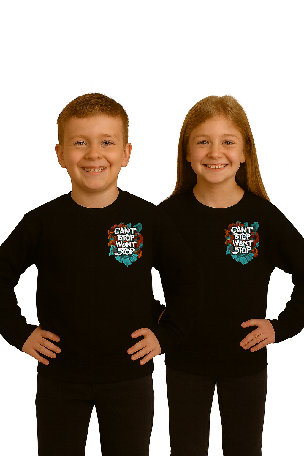 Spice Wardrobe Kids Black Round Neck Sweat Shirts | Premium 100% Cotton | Rich Ultra Soft Fabric | Comfortable Solid Color Printed Sweat Shirts for Boys and Girls