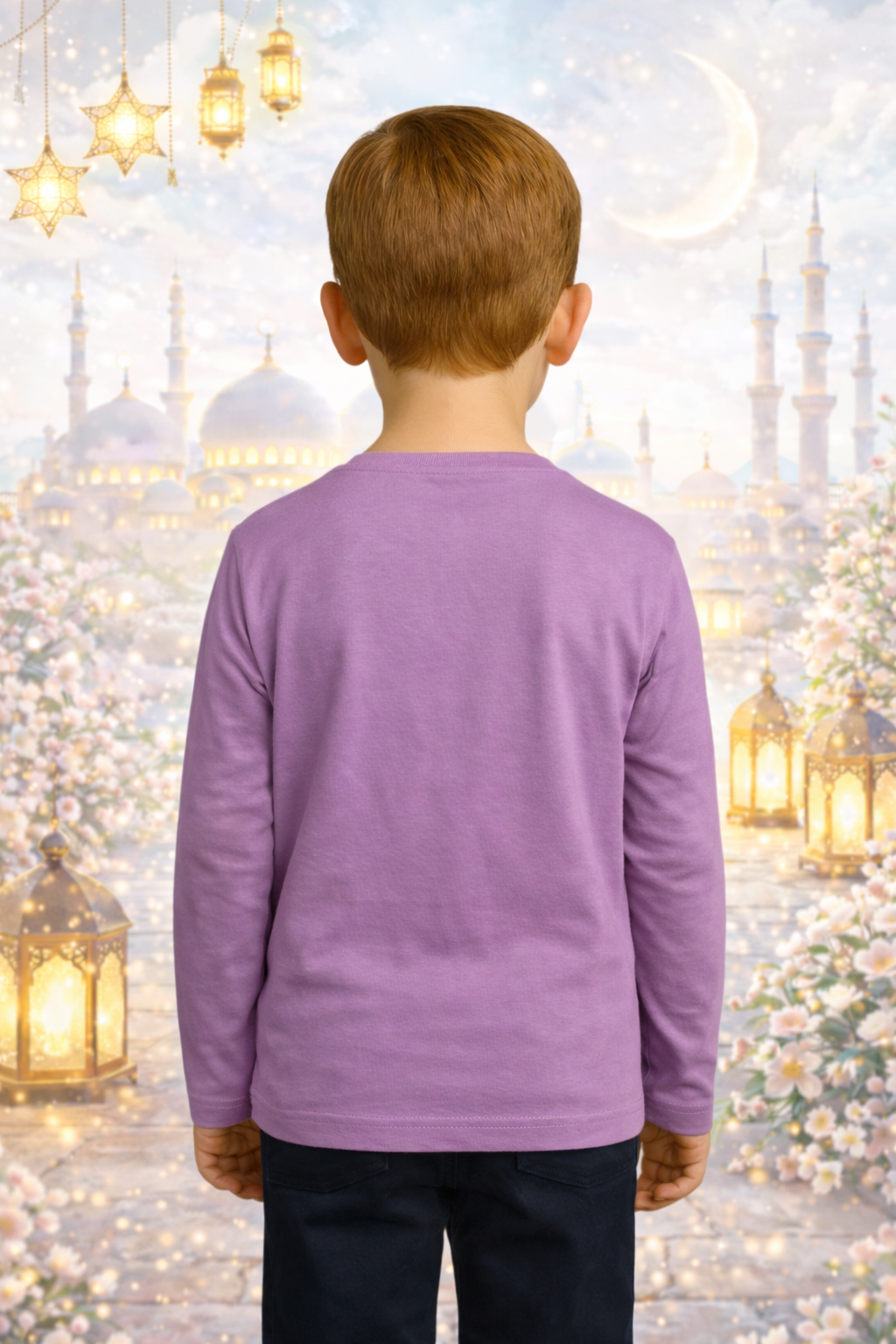 Eid Special T-Shirt for Kids, Lavender, Colorful Print, Festival Wear
