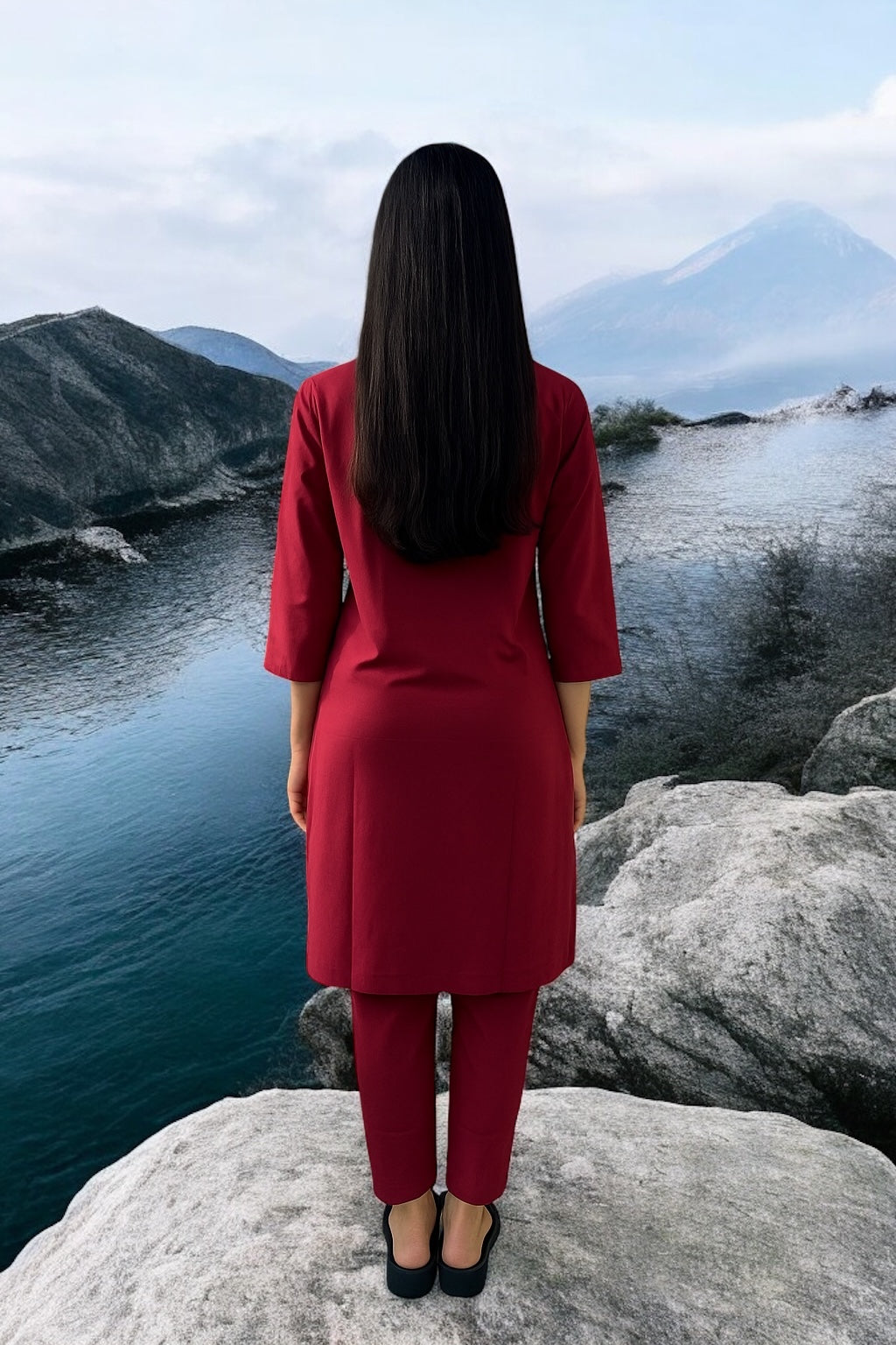 Spice Wardrobe - Women's Maroon Ethnic Co-Ord Set | Premium 100% Cotton | Rich Ultra Soft Fabric | Solid Color Printed