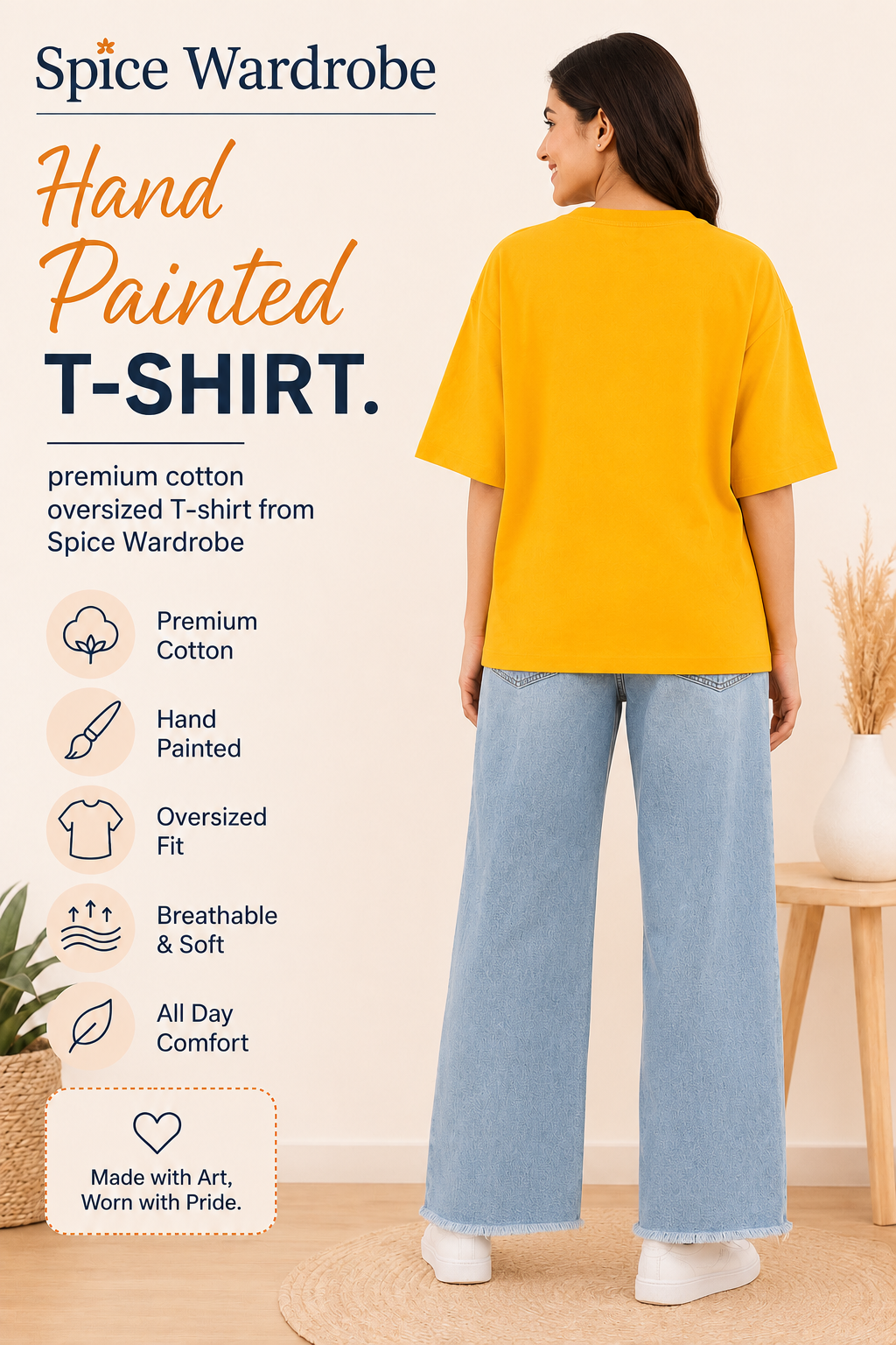 Spice Wardrobe Hand painted Oversized Cotton Women's T-Shirt
