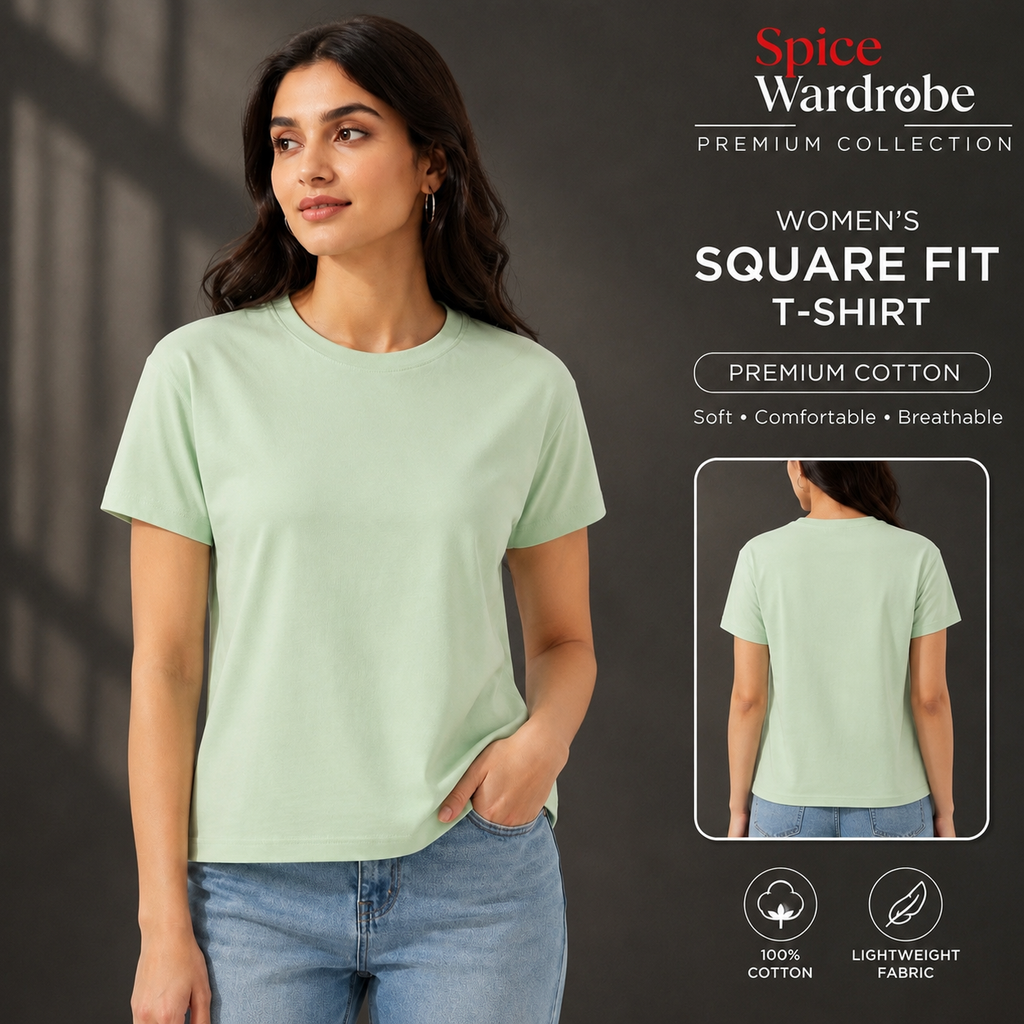 Spice Wardrobe Plain Cotton Women T-Shirt