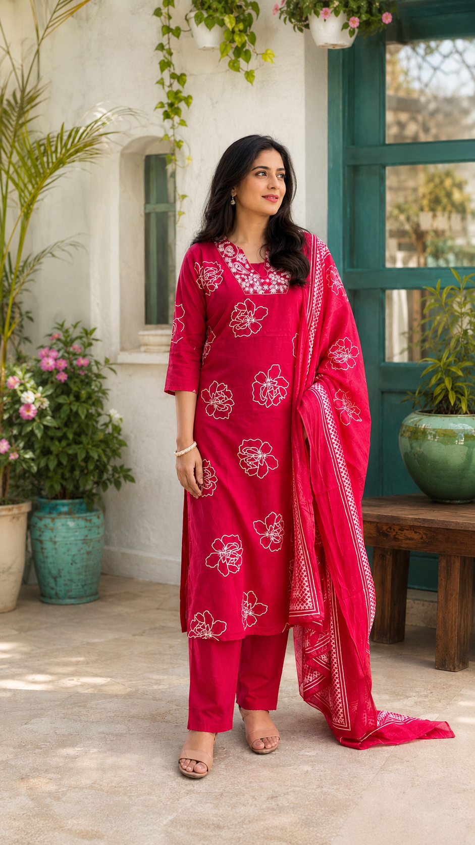 Spice Wardrobe Elegant Queen Pink Cotton Suit
