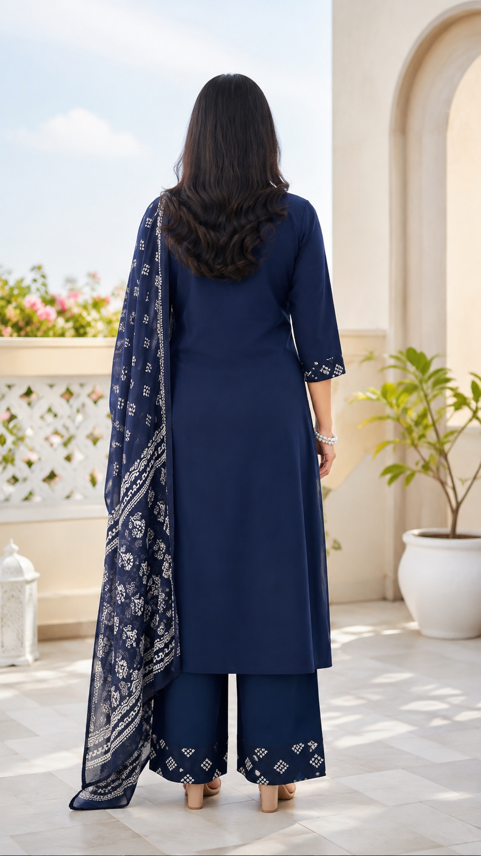 Spice Wardrobe Elegant Blue Printed Cotton Suit