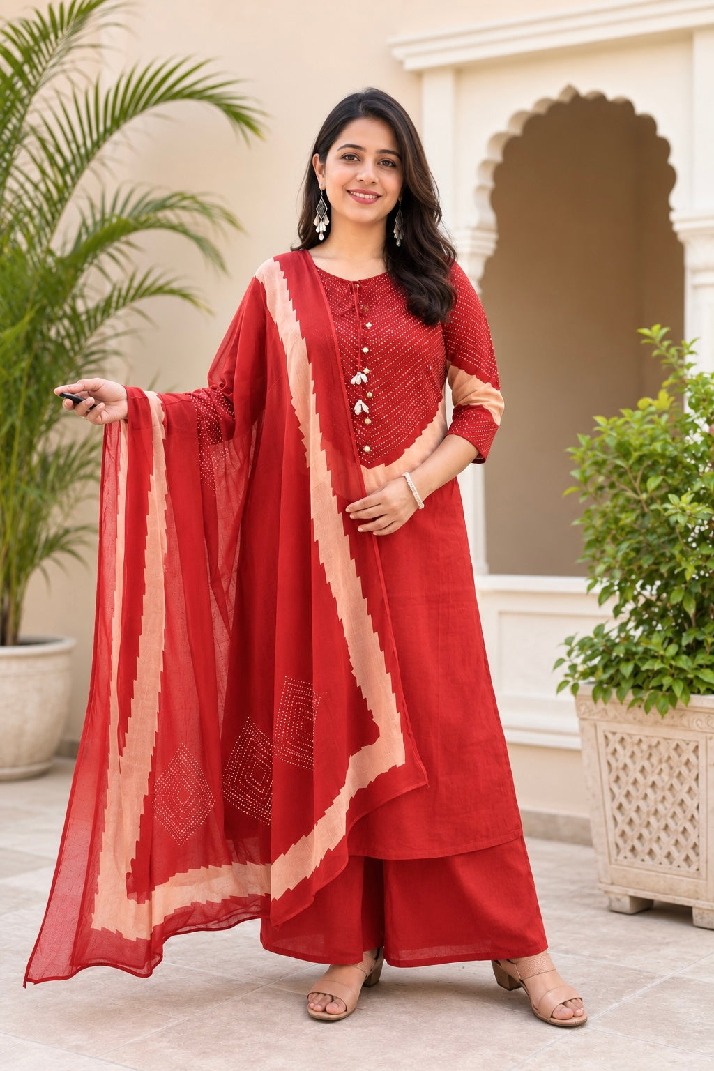 Spice Wardrobe Elegant Orange Cotton Suit