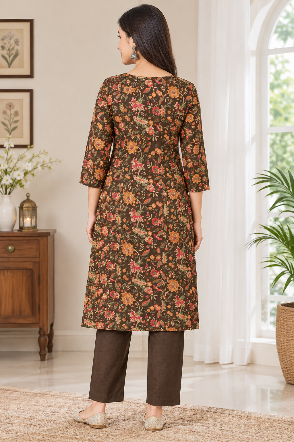 Spice Wardrobe Elegant Brown Cotton Suit
