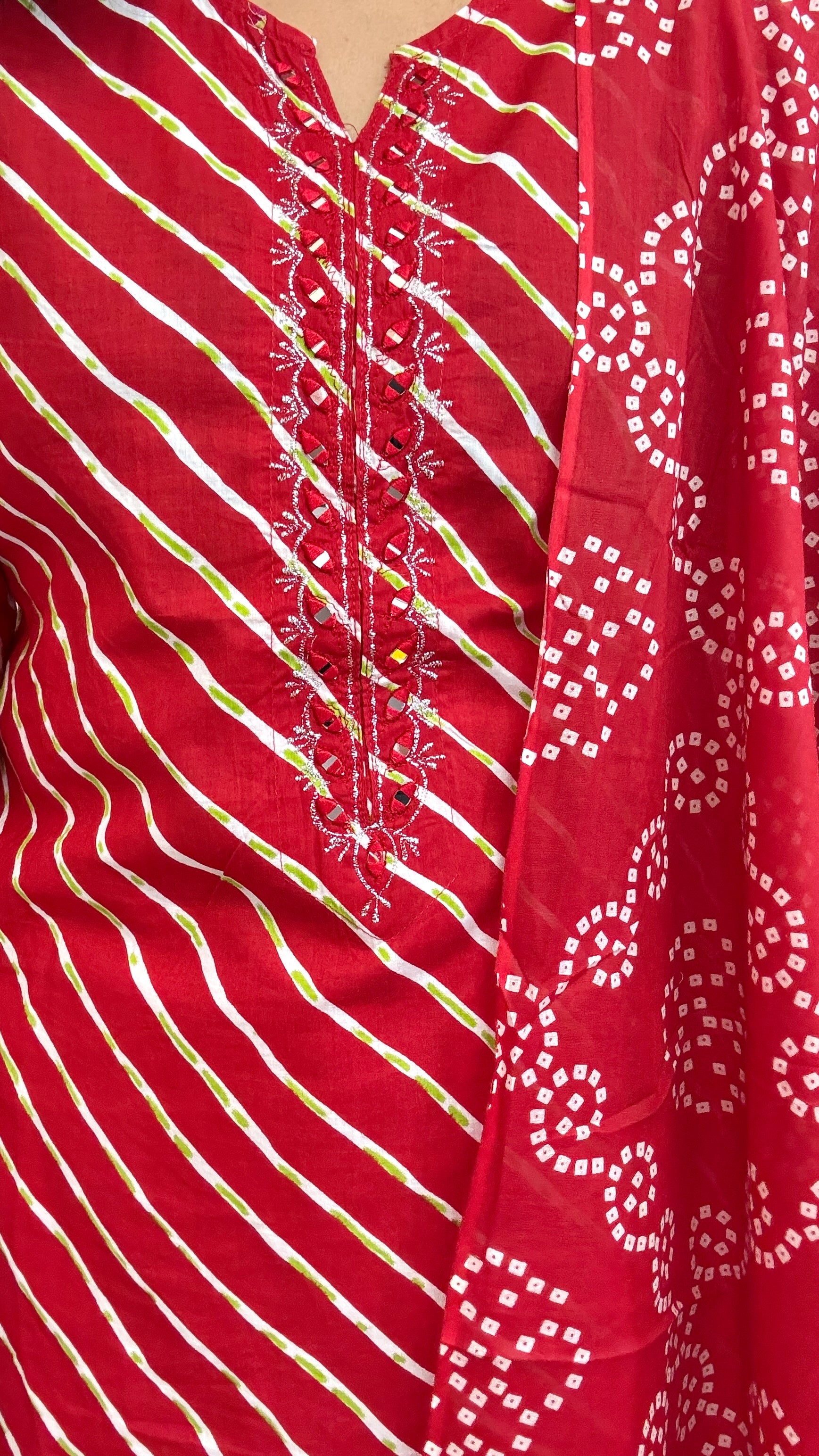 Spice Wardrobe Elegant Red Cotton Printed Suit
